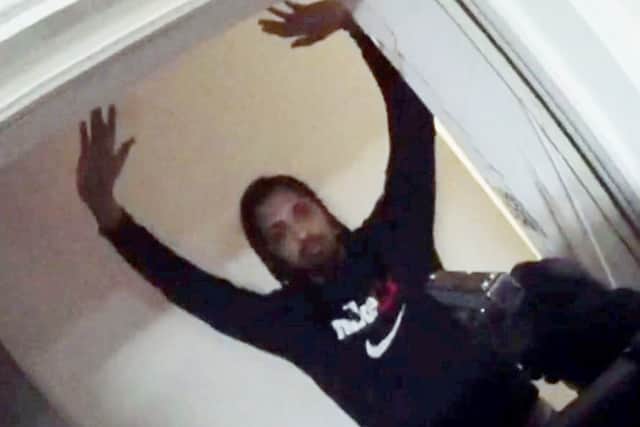Gunman Jervais Boyaram being arrested by armed police at his home in Chelmsley Wood, Birmingham
