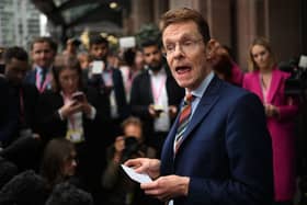 West Midlands mayor Andy Street holds an impromptu press conference urging Rishi Sunak not to ditch HS2. Credit: Getty