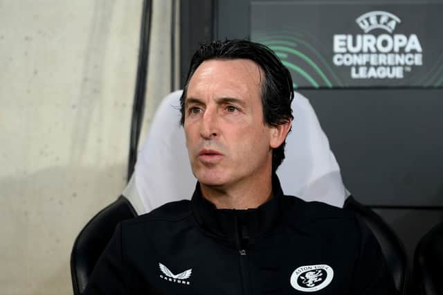 Unai Emery has a few injury issues to deal with ahead of his side's first home game in the Europa Conference League. (Getty Images)