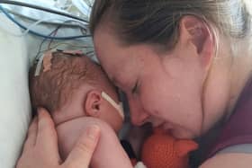 Danielle Spalding with baby Edward (Photo - Irwin Mitchell / SWNS)