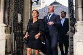  Coleen Rooney and Wayne Rooney leave the Royal Courts of Justice, Strand on May 17, 2022 in London, England. (Photo by Tristan Fewings/Getty Images)