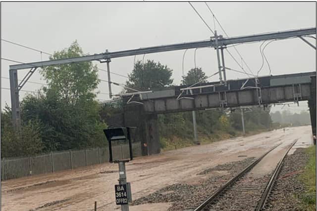 Storm Babet flooding on West Midlands railway line