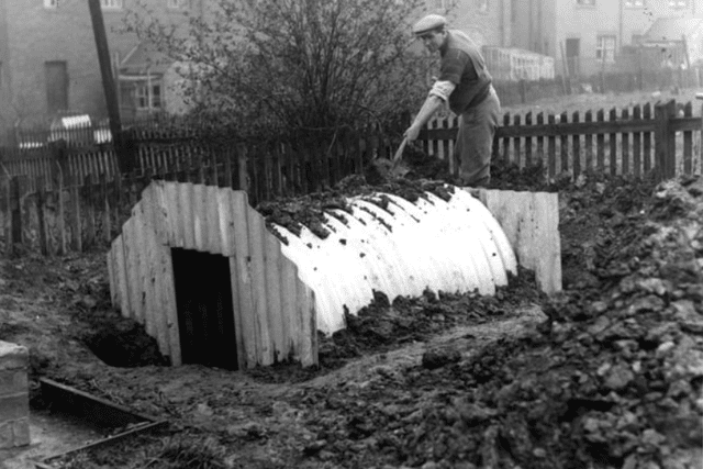 Many families had air raid shelters outside their homes. Here’s one being built in March 1939 . Photo: Sunderland Echo