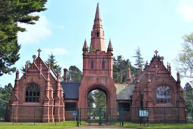 The chapels at Brandwood End Cemetery. 