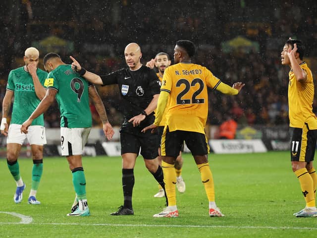 Anthony Taylor was involved in a controversial decision in the Wolves v Newcastle United match on Saturday. (Photo by Matt McNulty/Getty Images)