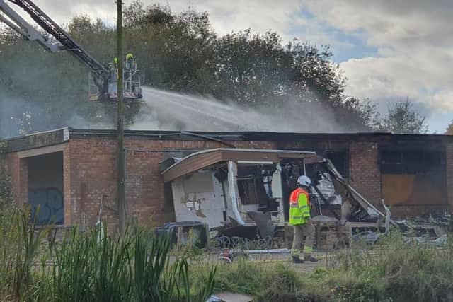 Derelict building next to a put in Tipton goes on fire