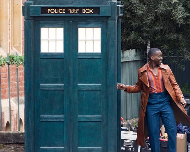 Ncuti Gatwa on set in Bristol for the filming of the new Dr Who series. Bristol. 26 April 2023