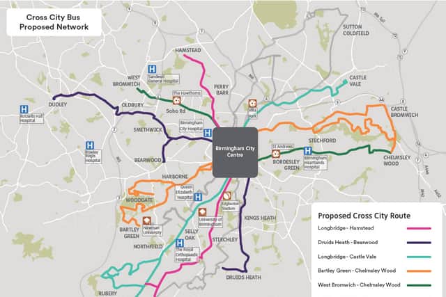 ProposedBirmingham Cross City Bus routes from TfWM