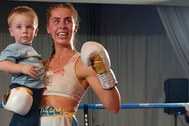 Midland Featherweight Boxing Champion Sian O'Toole with son Michael