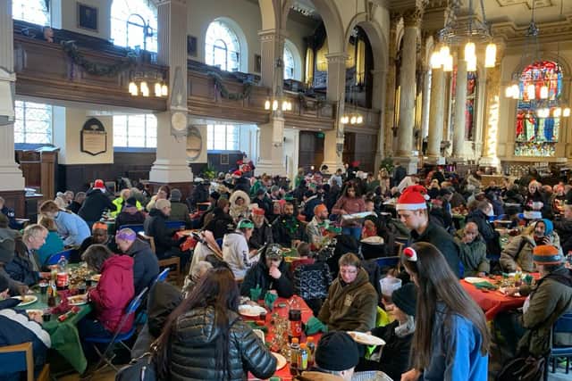 The Christmas Lunch that took place at Birmingham Cathedral earlier this month when over 300 people were given a three course Christmas lunch