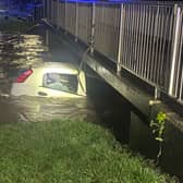 The flooded car in Hall Green, Birmingham