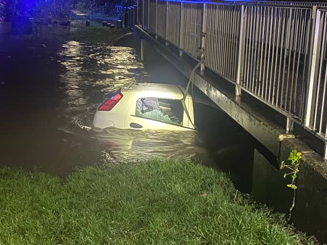 The flooded car in Hall Green, Birmingham