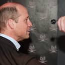 Prince William plays darts in Birmingham at 180 Club at The Rectory in St Paul's Square