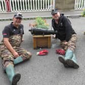 L-R Birmingham magnet Steve Forrest and Glen Collins of the Peaky dippers with their historic Royal Navy cannon find