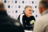 Tony Mowbray speaks at his first Birmingham City press conference.