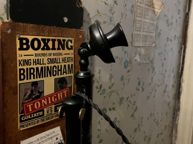 Phone booth in the Peaky Blinders room at Escape Live