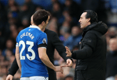 Unai Emery and Seamus Coleman exchanged words on the touchline during Everton 0-0 Aston Villa.