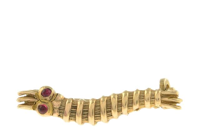 Caterpillar brooch beign auctioned by Fellows Antiques in Birmingham