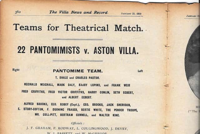 Aston Villa v West Bromwich Albion charity game in 1910