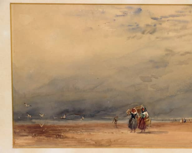 A signed David Cox, watercolour - Lancaster Sands - sold for a total of £18,368