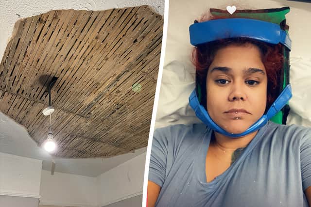 Trainee nurse rushed to hospital after bedroom ceiling collapsed she was lying in bed