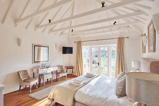 Luxury bedroom at Pudleston Court cottages in Herefordshire