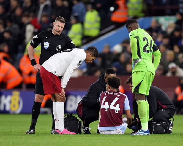 Boubacar Kamara was the third Aston Villa player to suffer an ACL injury this season. He has been ruled out against Fulham. (Image: Getty Images)