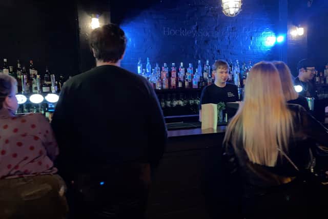 The bar at Hockley Social Club