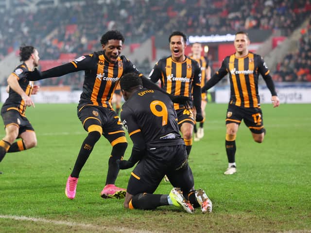Jaden Philogene was sold by Aston Villa in the summer of 2023. He could be making a return to the Premier League with or without Hull City. (Photo by Matt McNulty/Getty Images)