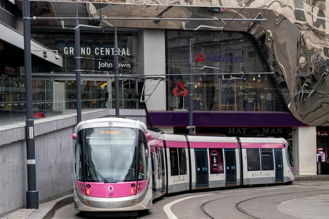 West Midlands Metro tram in Birmingham city centre