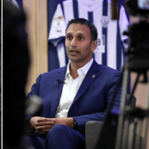 West Brom's new owner Shilen Patel (right) is confident in the abilities of manager Carlos Corberan (left).