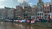 Aston Villa fans canalside in Amsterdam