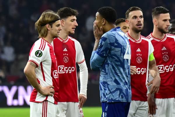 Ajax and Aston Villa both had men sent off in the first leg of their UEFA Europa Conference League tie. (Photo by OLAF KRAAK/ANP/AFP via Getty Images)