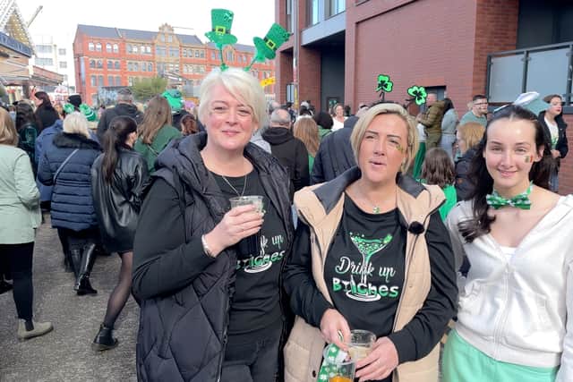 Keeley, Nickie & Connie at the 50th Birmingham St Patrick's Day Parade in Digbeth