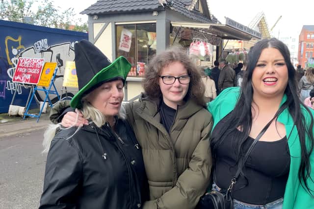 Allison, Niamh & Danielle at the 2024 Birmingham St Patrick's Day Parade