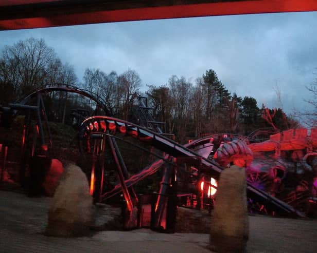 Nemesis roller coaster ride at Alton Towers theme park