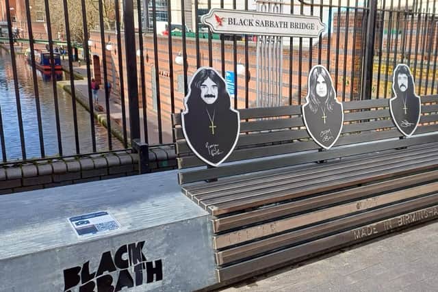 Restored Black Sabbath Bench on Broad Street, Birmingham