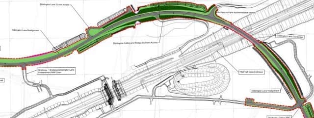 HS2 plans at Diddington Lane in Solihull