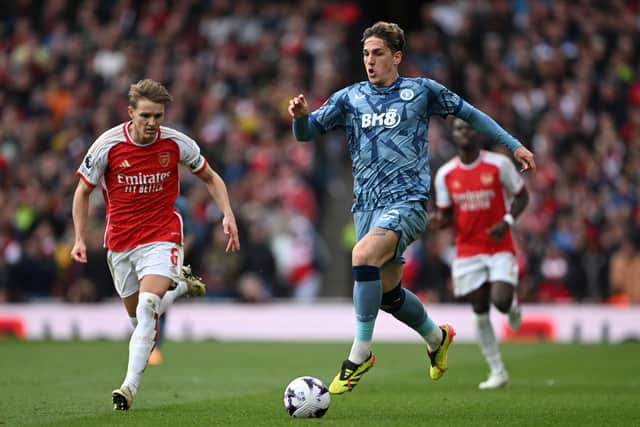 Nicolo Zaniolo has earned a few starts for Aston Villa in recent weeks. It is hoped that he was taken off as a precaution against Arsenal. (Photo by Mike Hewitt/Getty Images)