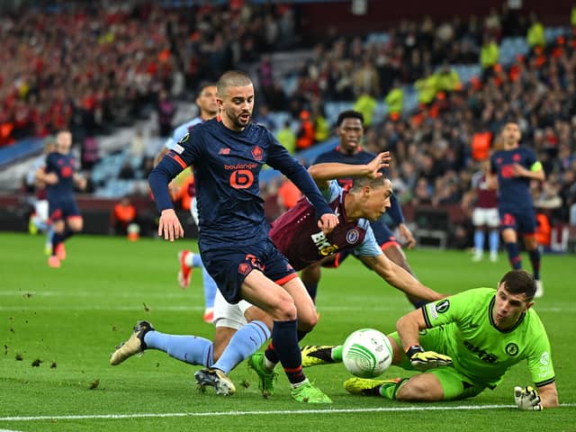 Edon Zhegrova will be absent for Lille. He suffered an injury against Aston Villa in the first leg of the Conference League tie. (Photo by Shaun Botterill/Getty Images)