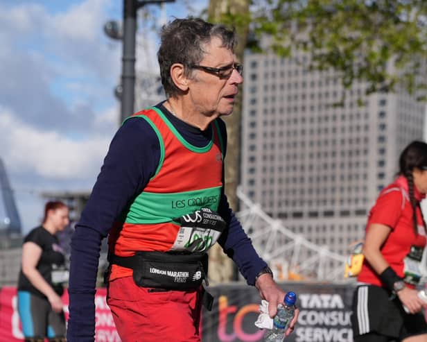 Jeffrey Ralph Aston, 76, runs his 44th London Marathon on April 21 2024