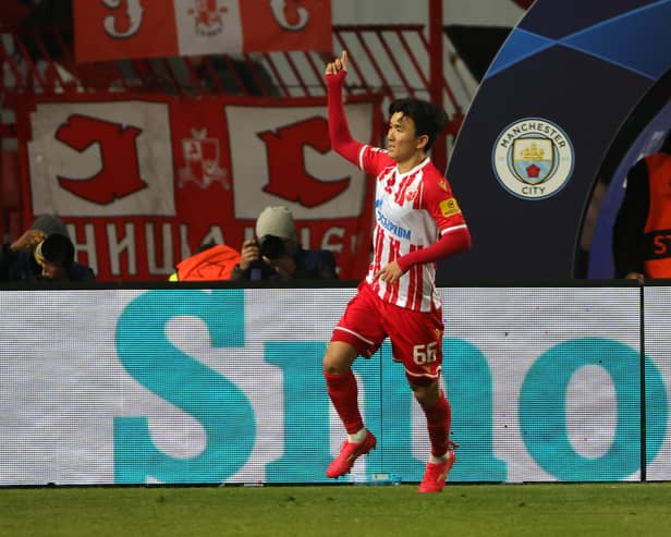 Hwang In-beom scored for Crvena zezda against Manchester City in the UEFA Champions League. Wolves are keeping an eye on him. (Image: Srdjan Stevanovic/Getty Images)