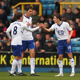 Matt Derbyshire (r) played for Birmingham City in the 2010/11 season. He is now a free agent at 38-years-old. (Dean Mouhtaropoulos/Getty Images)