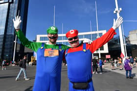 Daniel and Simon took part in the Great Birmingham Run 2024, dress up as Super Bros, Mario and Luigi
