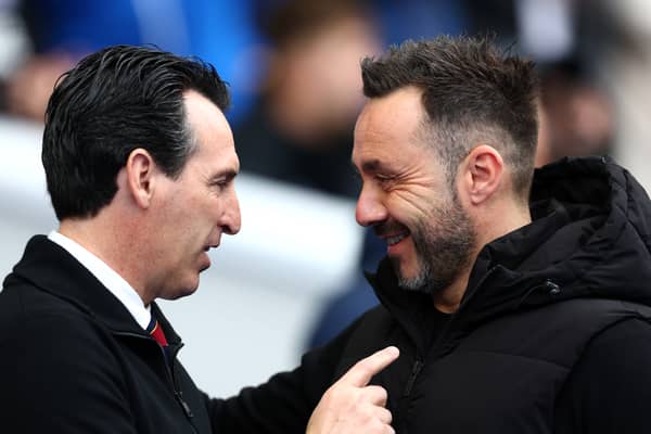 Emery (left) didn't want to use the Villa fatigue mentioned by De Zerbi (right) as an excuse.