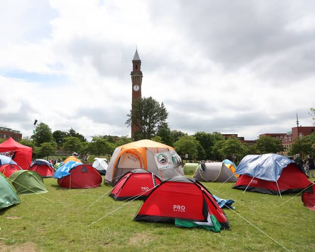 Pro-Palestine camp at the University of Birmingham's main Edgbaston campus