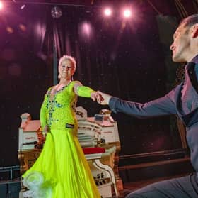 Terri Picton-Clark and dance partner Glenn Badham at the world-famous Blackpool Tower Ballroom