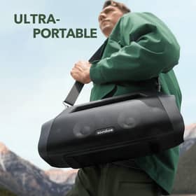 The Soundcore Motion Boom Plus is ultra-portable thanks to its lightweight design, built-in handle and removable strap.