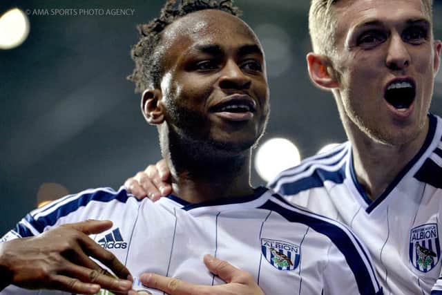 Saido Berahino celebrates with former skipper Darren Fletcher (AMA)