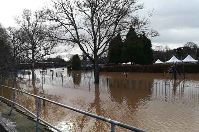 Flood waters at Stourport Riverside. Image: Wyre Forest District Council
